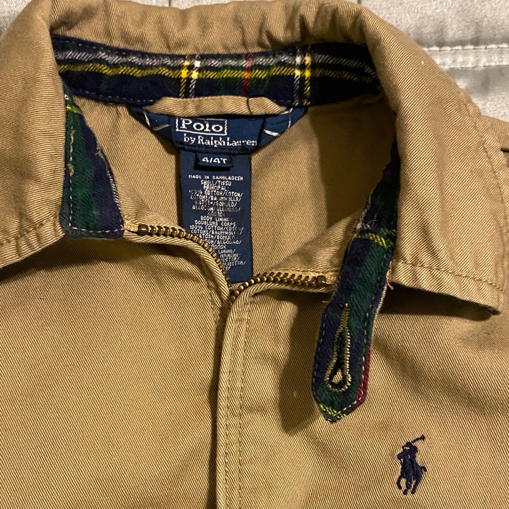 Polo by Ralph Lauren Khaki Jacket with Tartan Collar
